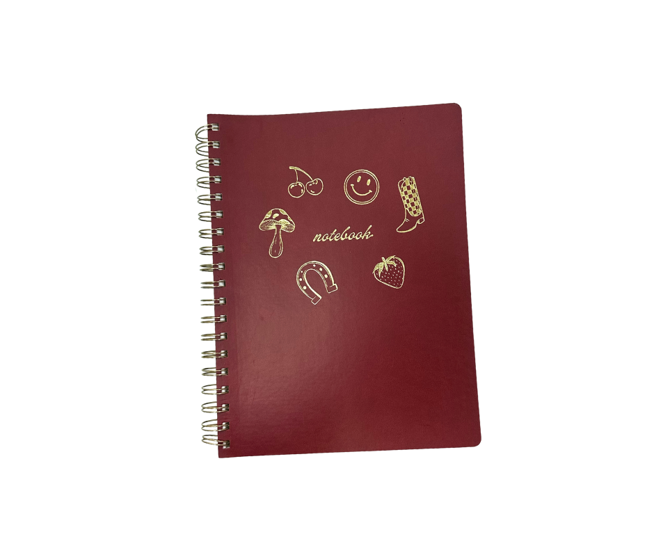 burgundy notebook