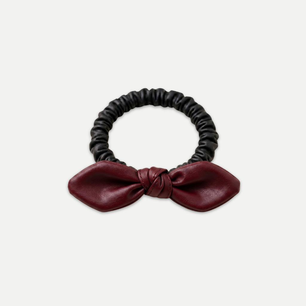 BOW LEATHER PONYTAIL