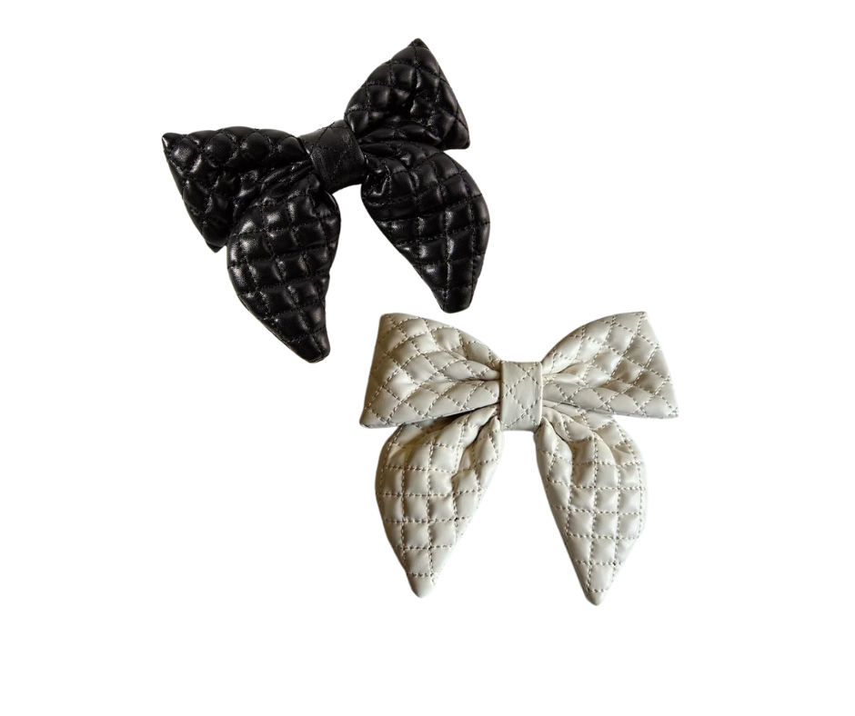 Set Leather bow barrette