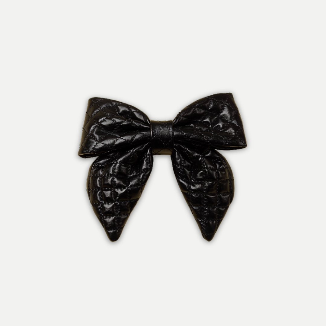 LEATHER BOW BARRETTE