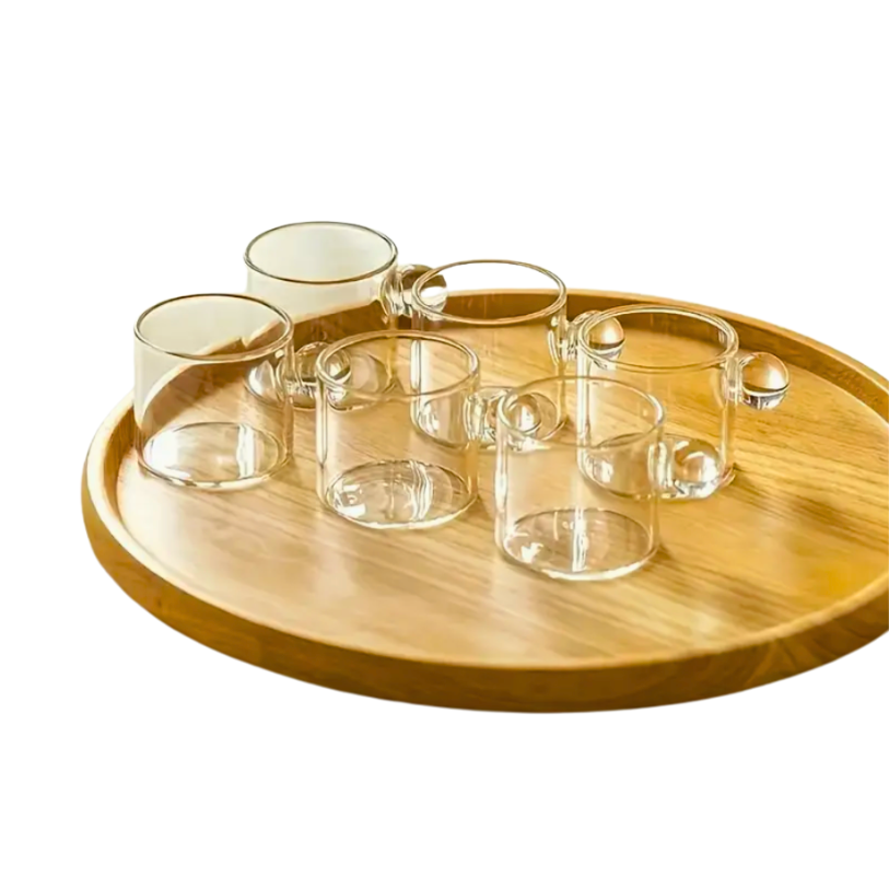set of 6 ball shaped handle glass