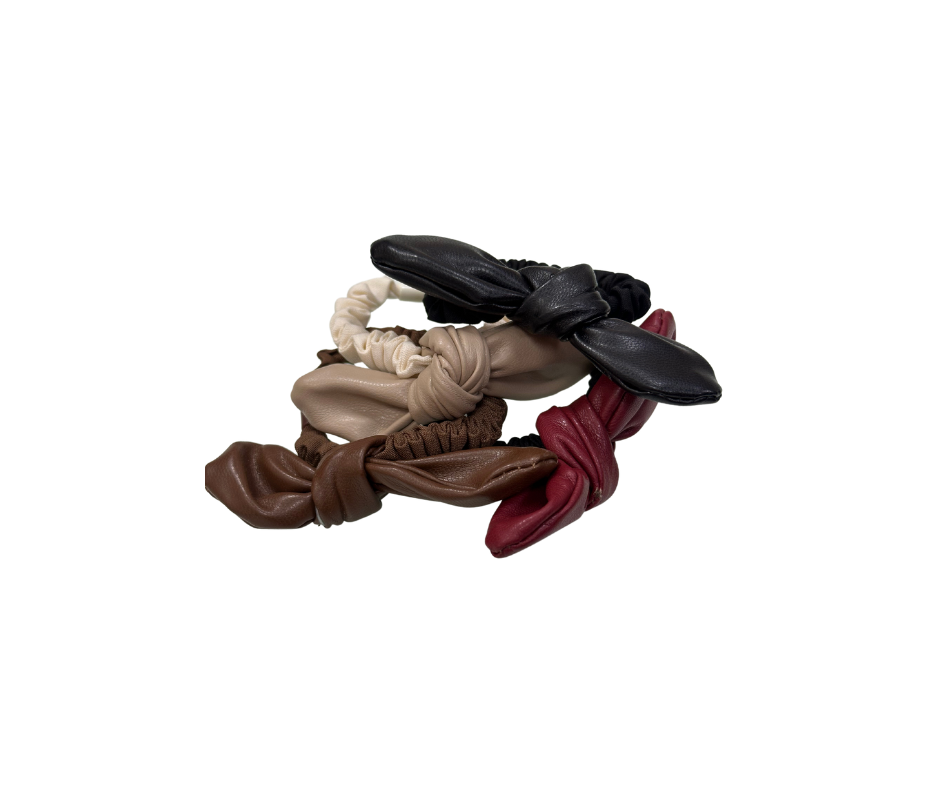 bow leather ponytail