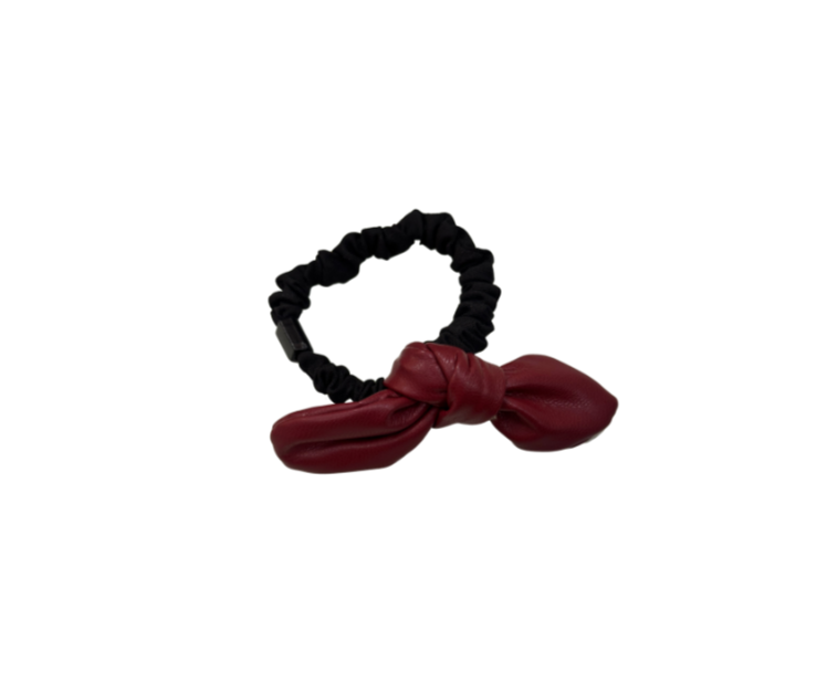 bow leather ponytail
