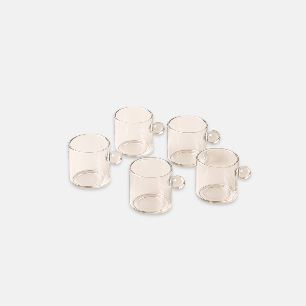 set of 6 ball shaped handle glass