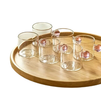 set of 6 ball shaped handle glass