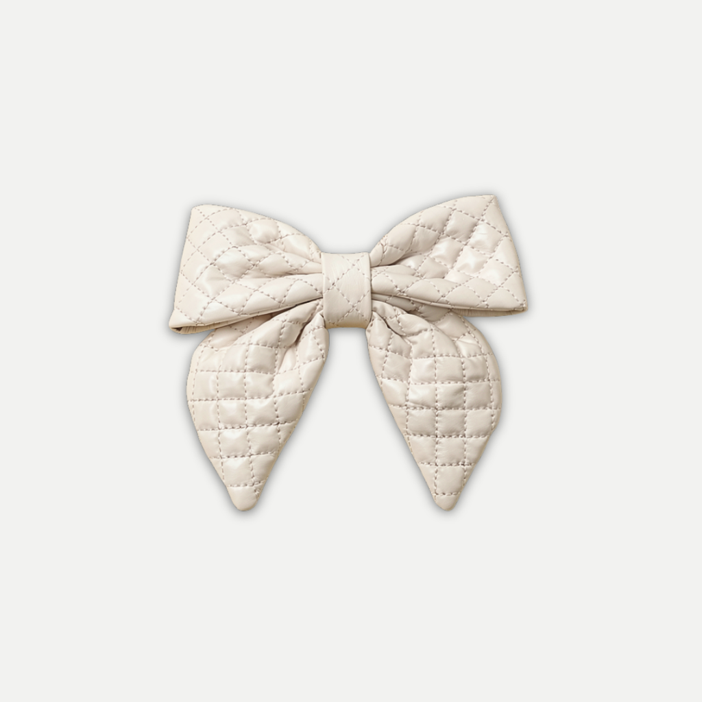 LEATHER BOW BARRETTE