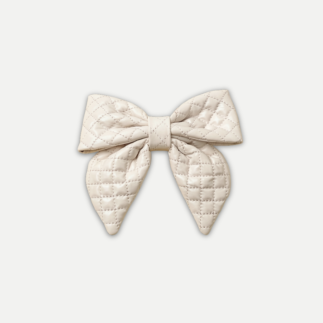 LEATHER BOW BARRETTE