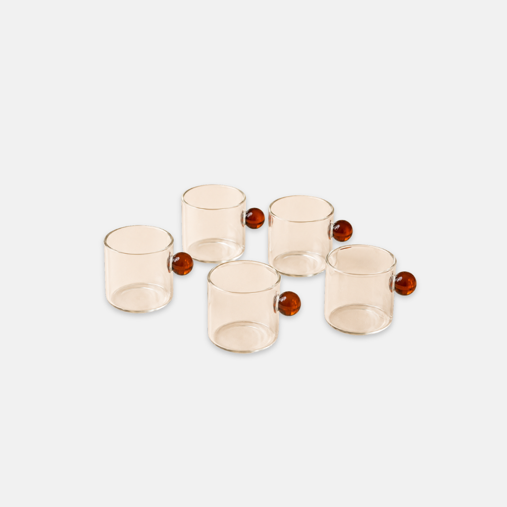 set of 6 ball shaped handle glass